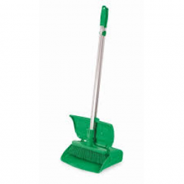 IGE Green Tiny Broom and Lobby Dust Pan with Lid and Wheels Set